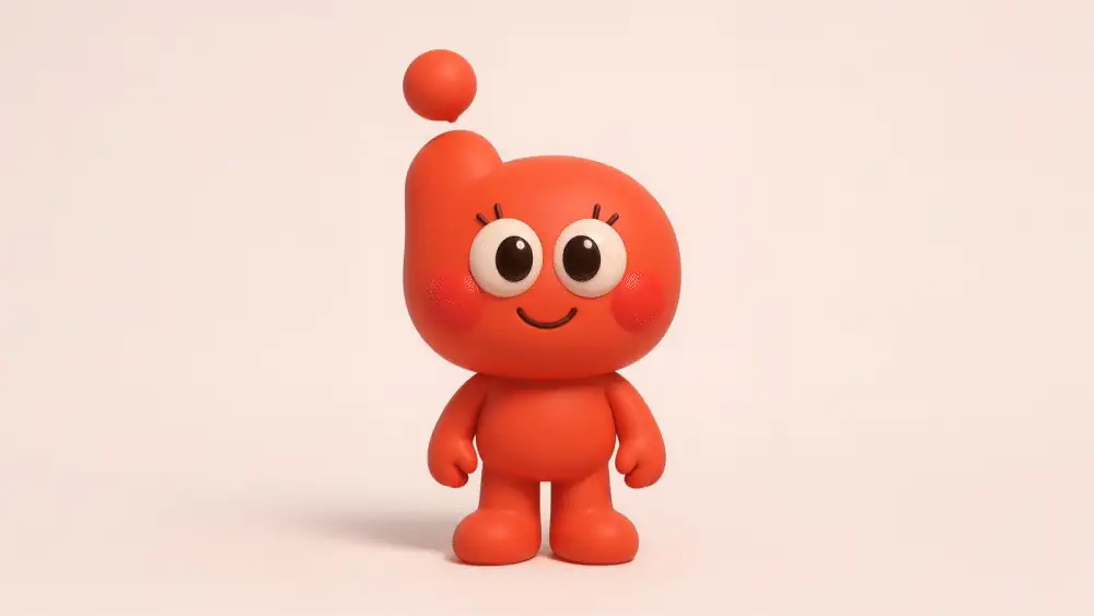 14-Kling AI 生成的影片，呈現紅色卡通角色微笑舉手揮動的單一動作示範