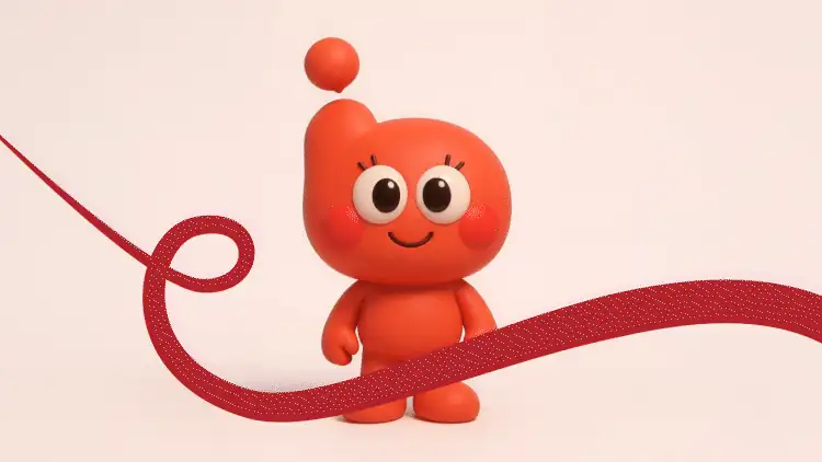 26-Kling AI 生成後製完成的影片，呈現紅色卡通角色躍動奔跑的最終動態成果